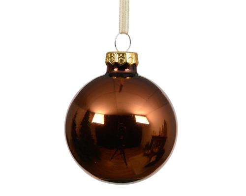 PALLINA DI NATALE IN VETRO MARRONE ESPRESSO LUCIDO 15 CM