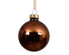 PALLINA DI NATALE IN VETRO MARRONE ESPRESSO LUCIDO 15 CM