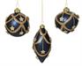 PALLINA DI NATALE BLU OPACO CON DECORAZIONI ORO STELLE 8 CM ASS.