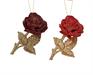 PENDENTE NATALIZIO ROSA BORDEAUX/ROSSA GLITTER H.11,7CM ASSORTIT