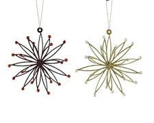 PENDENTE FIOCCO DI NEVE GLITTER ORO/MARRONE CON PERLINE 1 PZ 17C