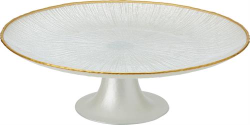 ALZATA VETRO 28CM BIANCO/ORO