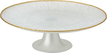 ALZATA VETRO 28CM BIANCO/ORO