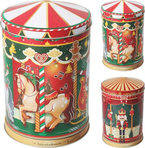CONTENITORE LATTA NATALIZIO CARILLON 13X20 CM 1 PZ ASSORTITO
