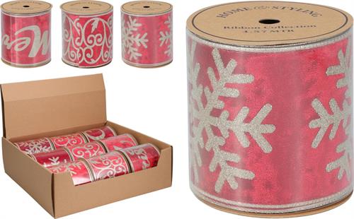 NASTRO NATALIZIO 457X10CM DECO ROSSO ASSORTITO