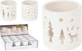PORTATEALIGHT NATALIZIO IN PORCELLANA 6 CM ASSORTITO
