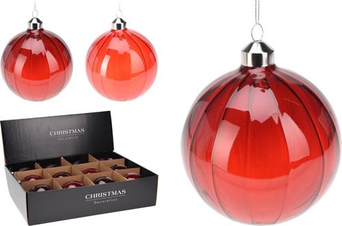 PALLINA DI NATALE IN VETRO TRASPARENTE ROSSO 10 CM 1 PZ ASSORT