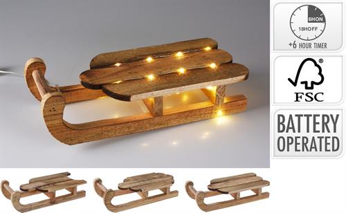 SLITTA LEGNO CON LED 30 CM ASSORTITA