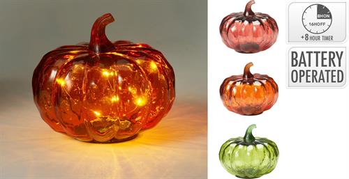 ZUCCA IN VETRO LED 15X13 CM ASSORTITA