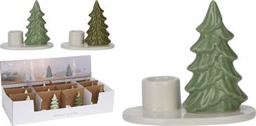 PORTACANDELA IN PORCELLANA CON ALBERO DI NATALE 8 CM ASSORTITO