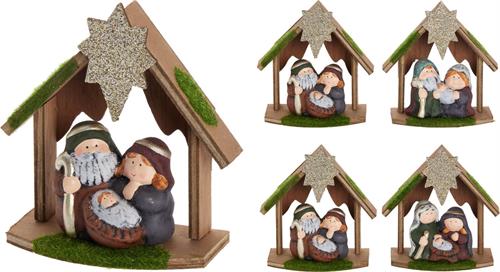 NATIVITA' IN LEGNO E RESINA 15 CM ASSORTITA