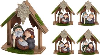 NATIVITA' IN LEGNO E RESINA 15 CM ASSORTITA