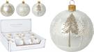 PALLINA DI NATALE VETRO BIANCA DECORO ALBERI 10 CM ASSORTITA