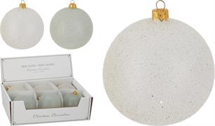 PALLINA IN VETRO BIANCA CON GLITTER 10 CM ASSORTITA