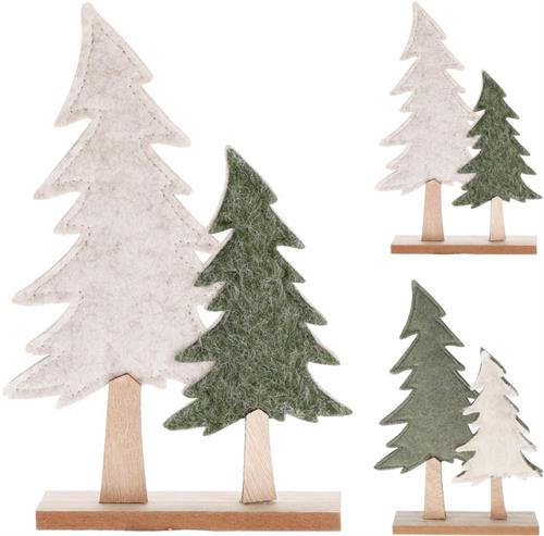 ALBERI FELTRO CON BASE IN LEGNO 24 CM ASSORTITO