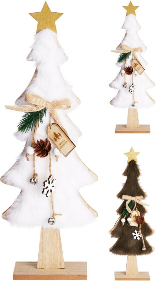 ALBERO DI NATALE IN LEGNO E TESSUTO 37 CM ASSORTITO
