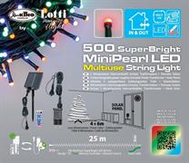 LUCI DI NATALE MINI PERLE 500 LED MULTICOLOR+PANNELLO SOLARE 25M