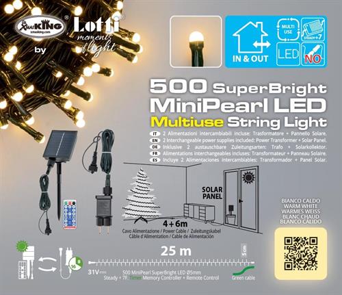 LUCI DI NATALE MINI PERLE 500 LED BIANCO CALDO+PANNELLO SOLARE 2