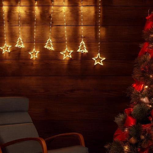 LUCI DI NATALE A TENDA ALBERI+STELLE LED BIANCO CALDO 475XH.115