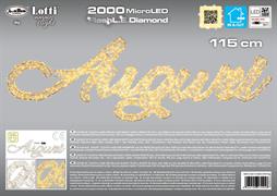 SCRITTA AUGURI 3D LUMINOSA 2000 MINILED BIANCO CALDO 115XH.37CM