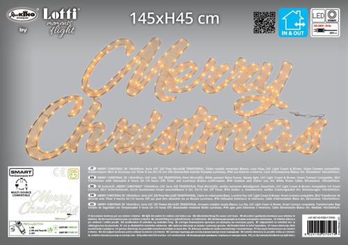 SCRITTA MERRY CHRISTMAS 3D LUMINOSA 320 MINILED EXTRACALDO 145XH