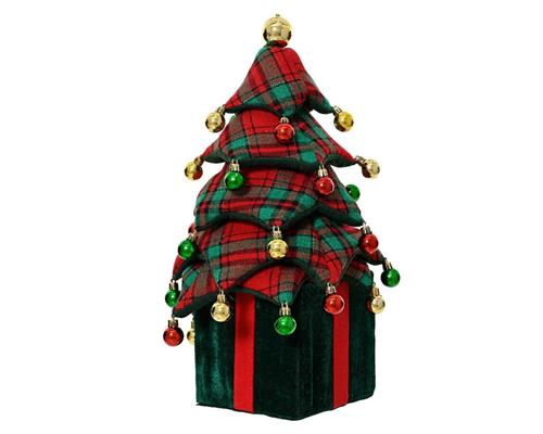 ALBERELLO CON DECORO SCOZZESE E BASE PACCO REGALO H.70X25 CM