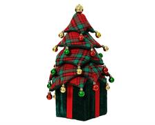 ALBERELLO CON DECORO SCOZZESE E BASE PACCO REGALO H.70X25 CM