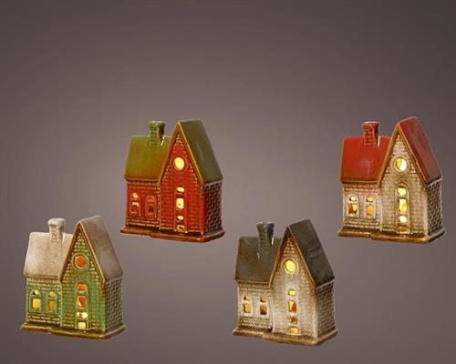 CASETTA LUMINOSA IN TERRACOTTA CON LED BIANCO CALDO H.12X5,8X10,
