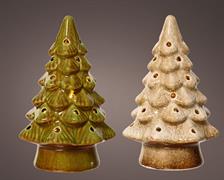 ALBERO CON LED IN TERRACOTTA VERDE/AVORIO LED BIANCO CALDO H.15X