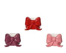 PORTACANDELA IN CERAMICA CON FIOCCO h.4,5x6,8x7,5 CM