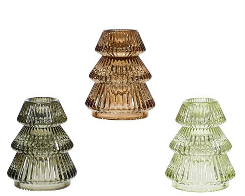 PORTACANDELA IN VETRO TRASPARENTE FORMA ALBERO H.8X6,5 CM 1 PZ A