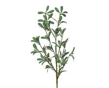 RAMO CON FOGLIE VERDI E BACCHE BIANCHE 60 CM