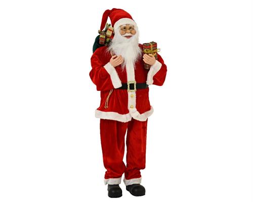 BABBO NATALE CON REGALO VESTITO ROSSO CLASSICO H.110X42X28 CM