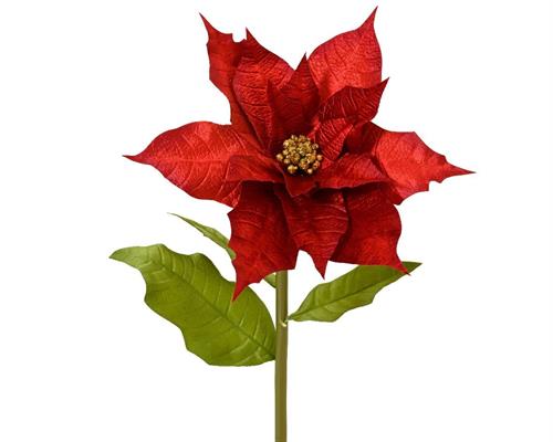 stella di natale rossa in velluto di poliestere su stelo h.120xx