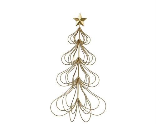 ALBERO D NATALE IN FILO DI FERRO ORO CON STELLA H.58X27,5X32CM