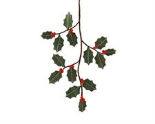 RAMETTO DI AGRIFOGLIO CON BACCHE ROSSE IN LANA H.68 CM