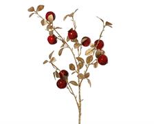 RAMO CON FOGLIE ORO E  MELE ROSSE H.91 CM