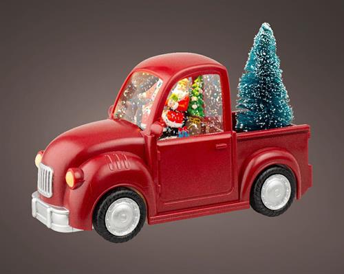 AUTO NATALIZIA CON BABBO NATALE LUMINOSA 4 LED BIANCO CALDO