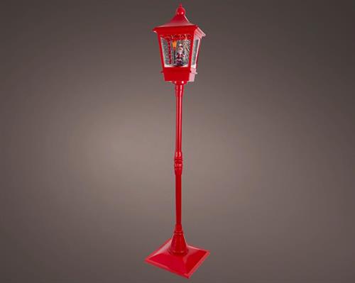 LANTERNA ROSSA LUMINOSA CON  BABBO NATALE  E NEVE IN MOVIMENTO H