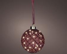 PALLINA DI NATALE LUMINOSA IN VETRO BORDEAUX 40 LED BIANCO CALDO