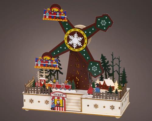PAESAGGIO LED IN LEGNO GIOSTRA NATALIZIA CON LUCI LED E MUSICA H