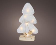 ALBERO BIANCO SU BASE IN LEGNO CON LUCI LED BIANCO CALDO H.24,5X