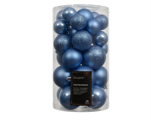 PALLINE DI NATALE AZZURRO CIELO GLITTER OPACHE LUCIDE 30PZ ASSOR