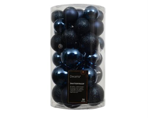PALLINE DI NATALE BLU NOTTE  MISURE ASSORTITE 30 PZ