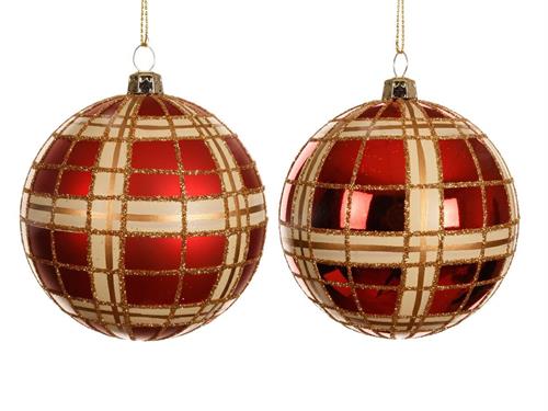 PALLINA DI NATALE ROSSA LUCIDA OPACA GLITTER ORO 8 CM 1 PZ ASS.