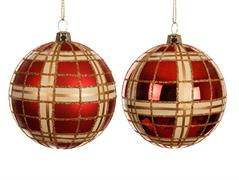 PALLINA DI NATALE ROSSA LUCIDA OPACA GLITTER ORO 8 CM 1 PZ ASS.