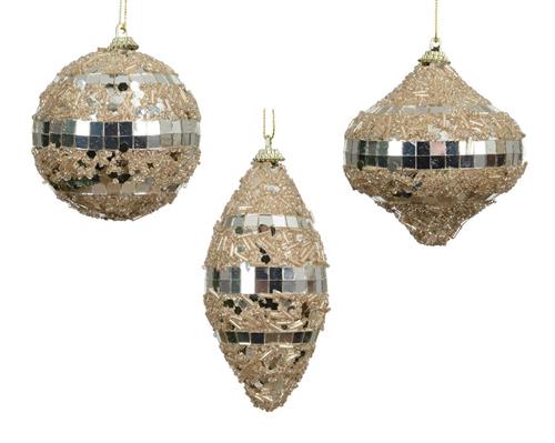 PALLINA DI NATALE CON PERLINE ARGENTO PERLA 8 CM 1 PZ ASSORTITO