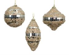 PALLINA DI NATALE CON PERLINE ARGENTO PERLA 8 CM 1 PZ ASSORTITO