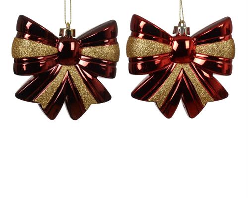 PENDENTE NATALIZIO FIOCCO ROSSO ORO GLITTER INFRANGIBILE 12 CM A
