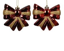 PENDENTE NATALIZIO FIOCCO ROSSO ORO GLITTER INFRANGIBILE 12 CM A